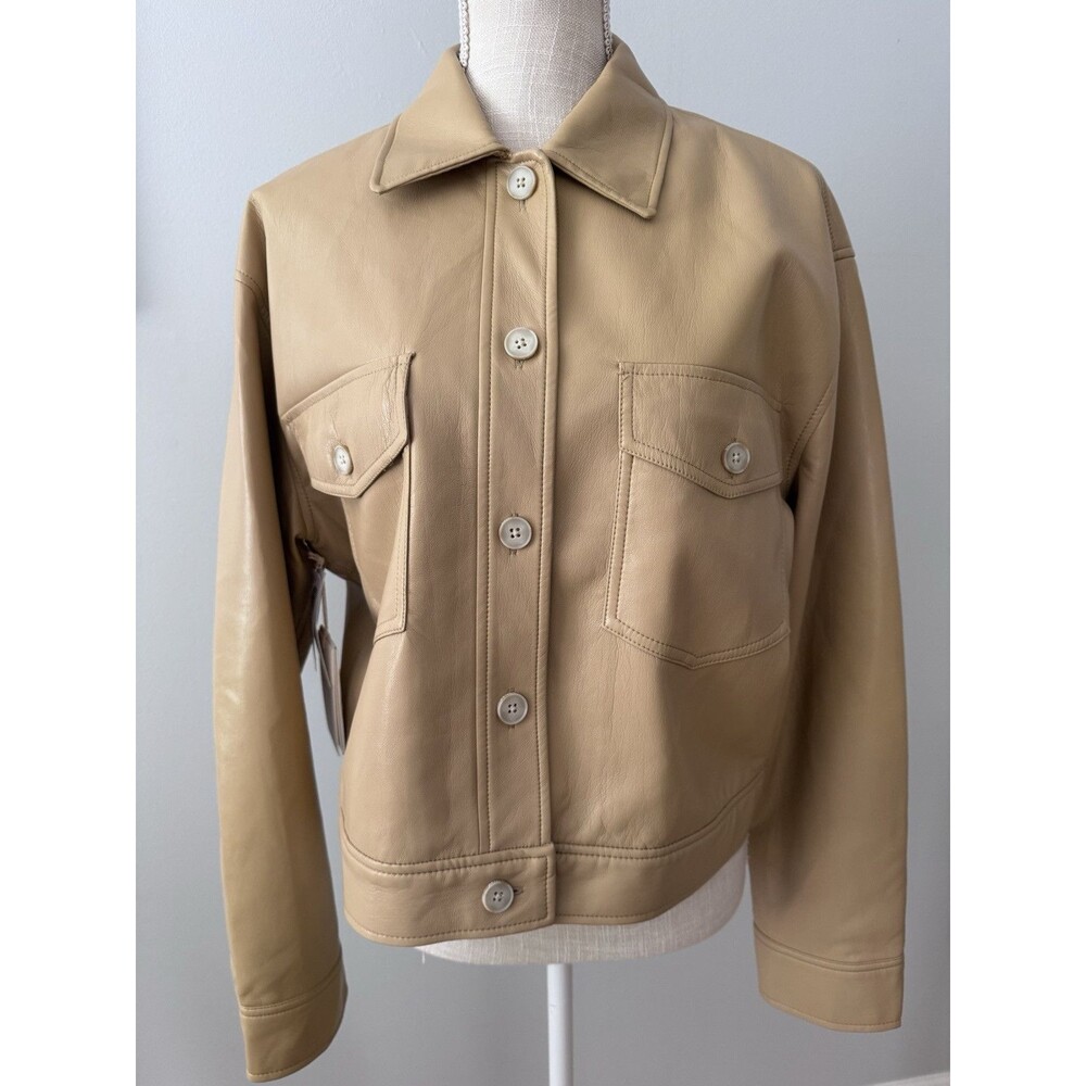 NWT Wilfred Faux Leather Sandy Beige‎ Little Cropped Jacket Size Medium